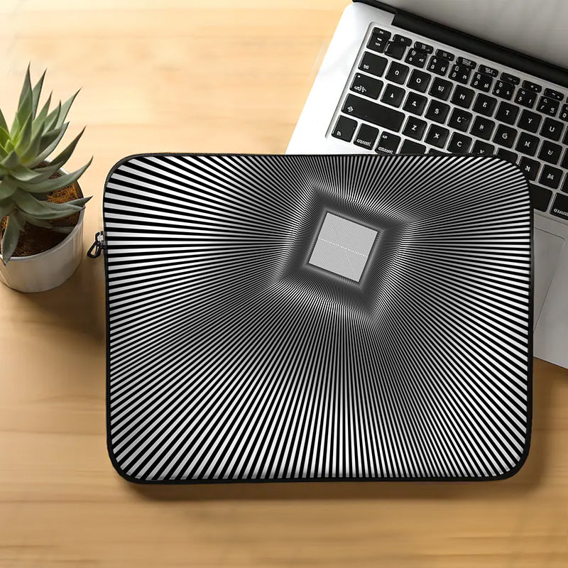 Black White Line Laptop Sleeve