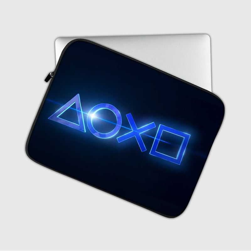 PS Controller Blue Button Sign Laptop Sleeve