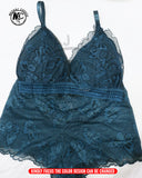 Scallop Trim Cross Back Lace Teddy Bodysuit