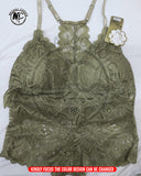 Scallop Trim Cross Back Lace Teddy Bodysuit