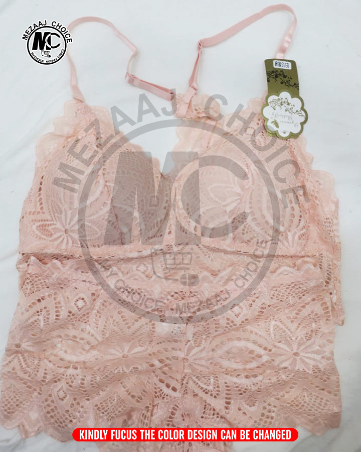 Scallop Trim Cross Back Lace Teddy Bodysuit
