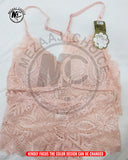 Scallop Trim Cross Back Lace Teddy Bodysuit